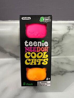 🌲 NEEDOH Teenie Cool Cats 3-Pack - Pink, Teal & Orange